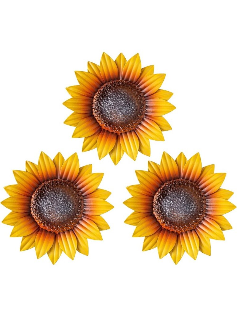 Set of 3 Handmade Sunflower Metal Wall Art Decor - Spring Garden Hanging Decor